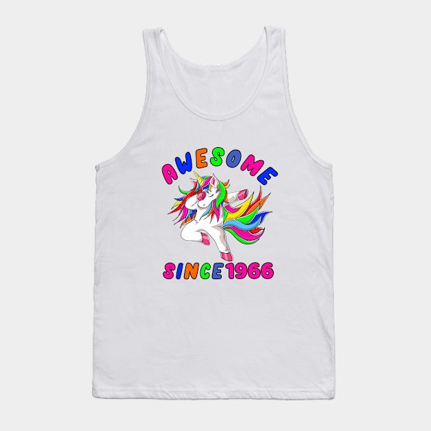 Awesome Since 1966- Dabbing Unicorn -55th Birthday Gift Girls Tank Top by Abddox-99